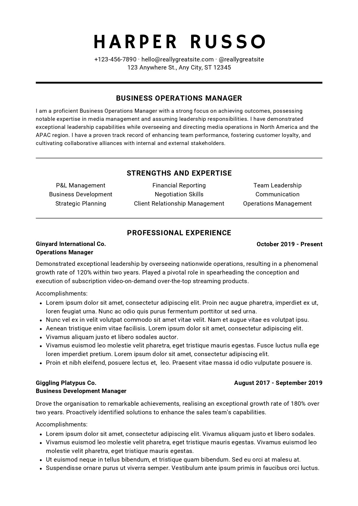 CV Template 1